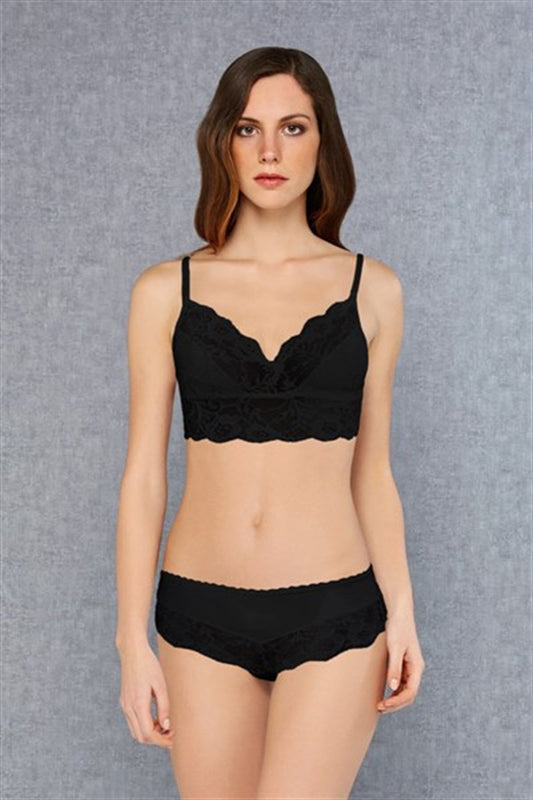 Women's Unpadded Bralet Bra Slip Panty Set 12432