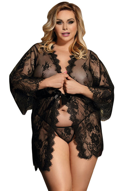 YesX YX827Q Robe Set Black - Up to 6XL