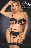 YesX YX953Q 3pc Black Bra Set