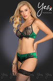 YesX YX957 Black/Emerald Bra Set