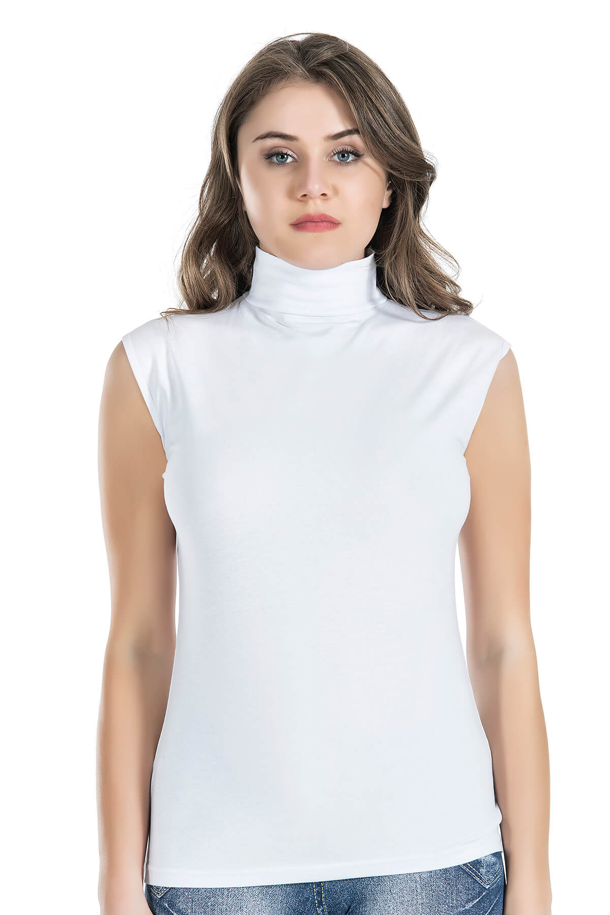 Ärmelloses Rollkragen-Tanktop für Damen 223