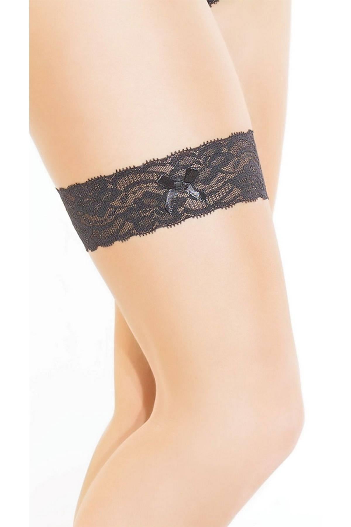 Stilvolles Beinband aus Spitze, Schwarz, 80825