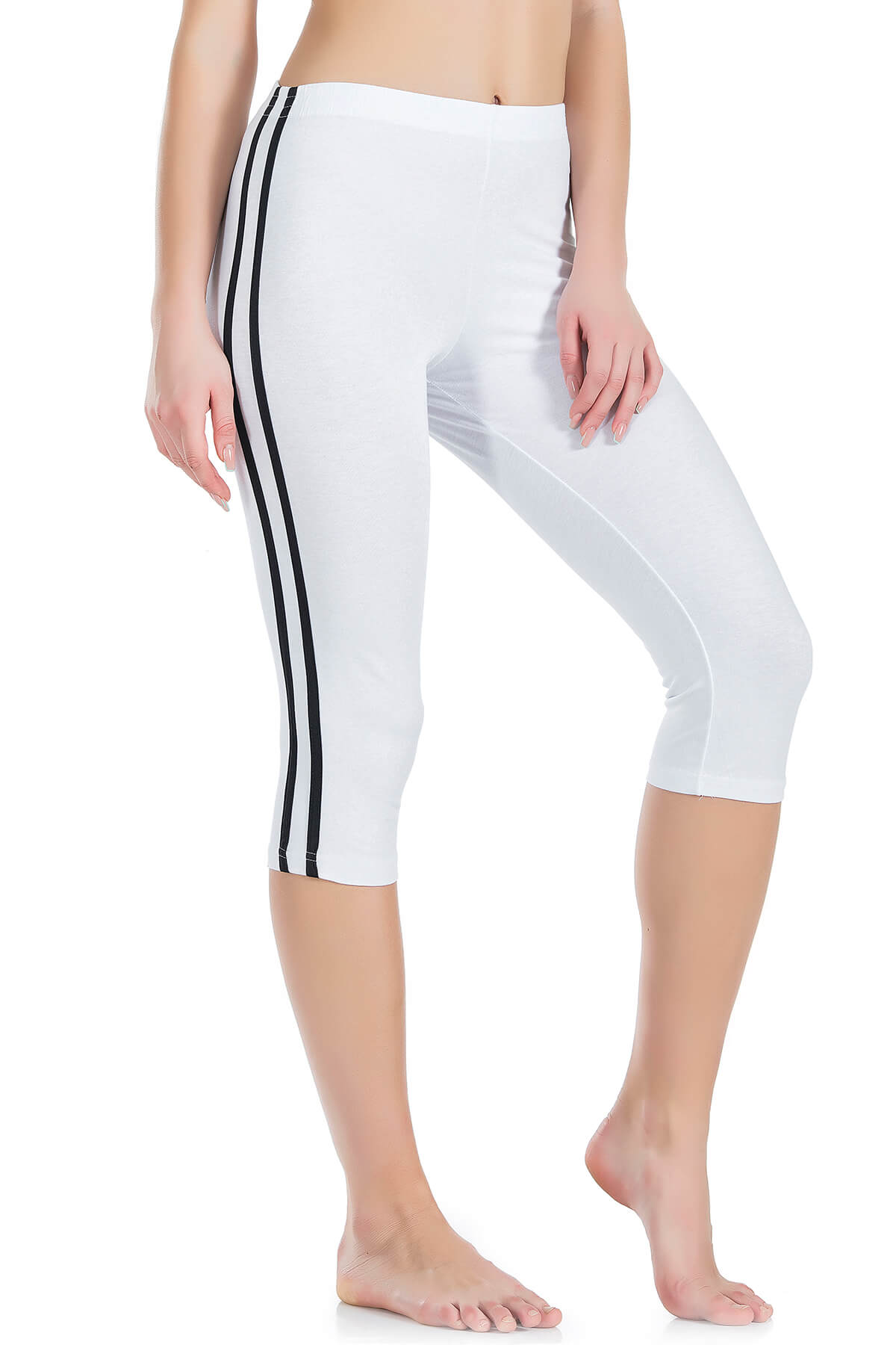 -gestreifte Damen Capri Leggings 0534