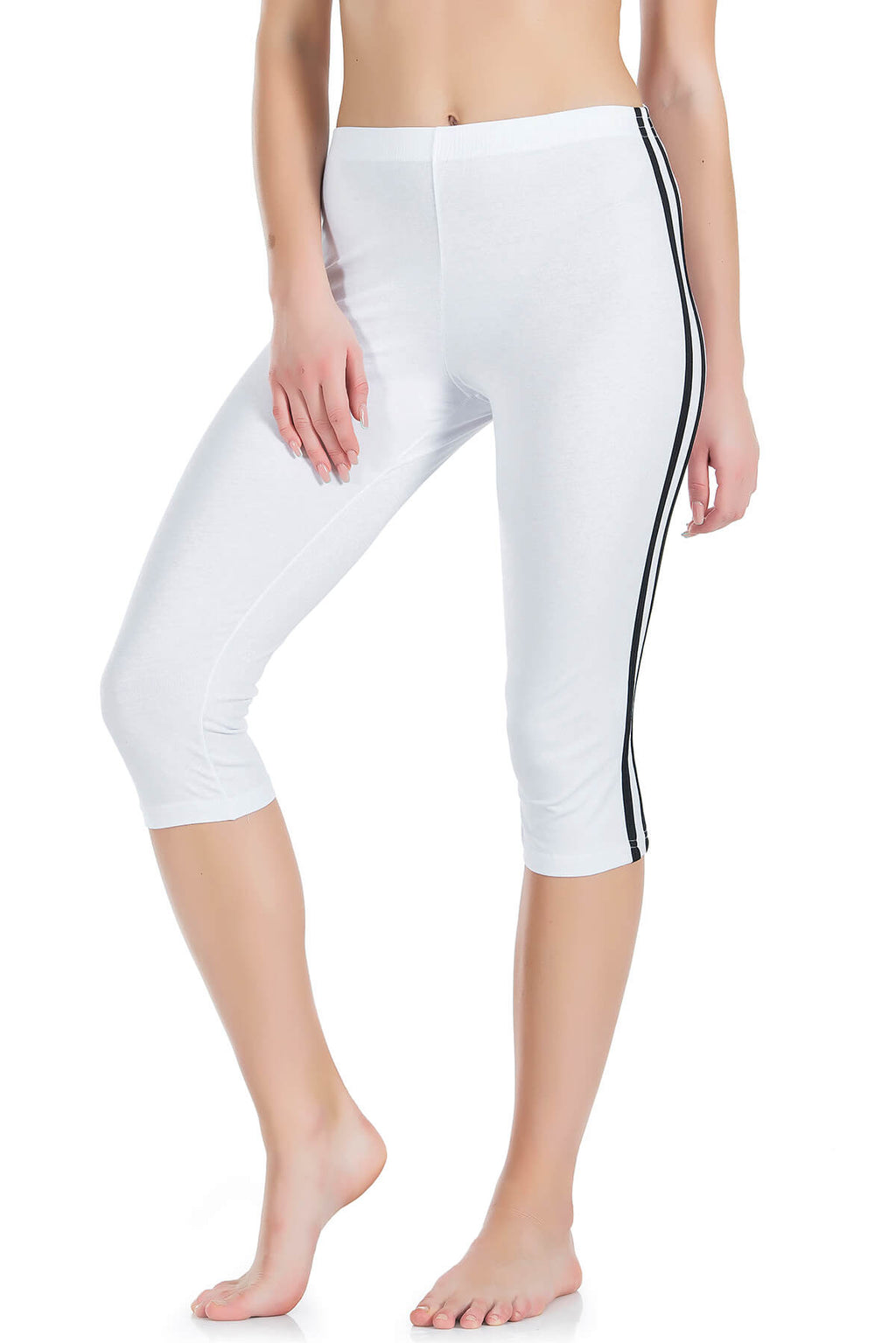 -gestreifte Damen Capri Leggings 0534