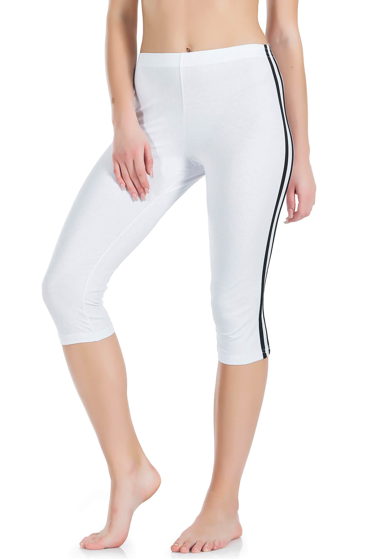 -gestreifte Damen Capri Leggings 0534