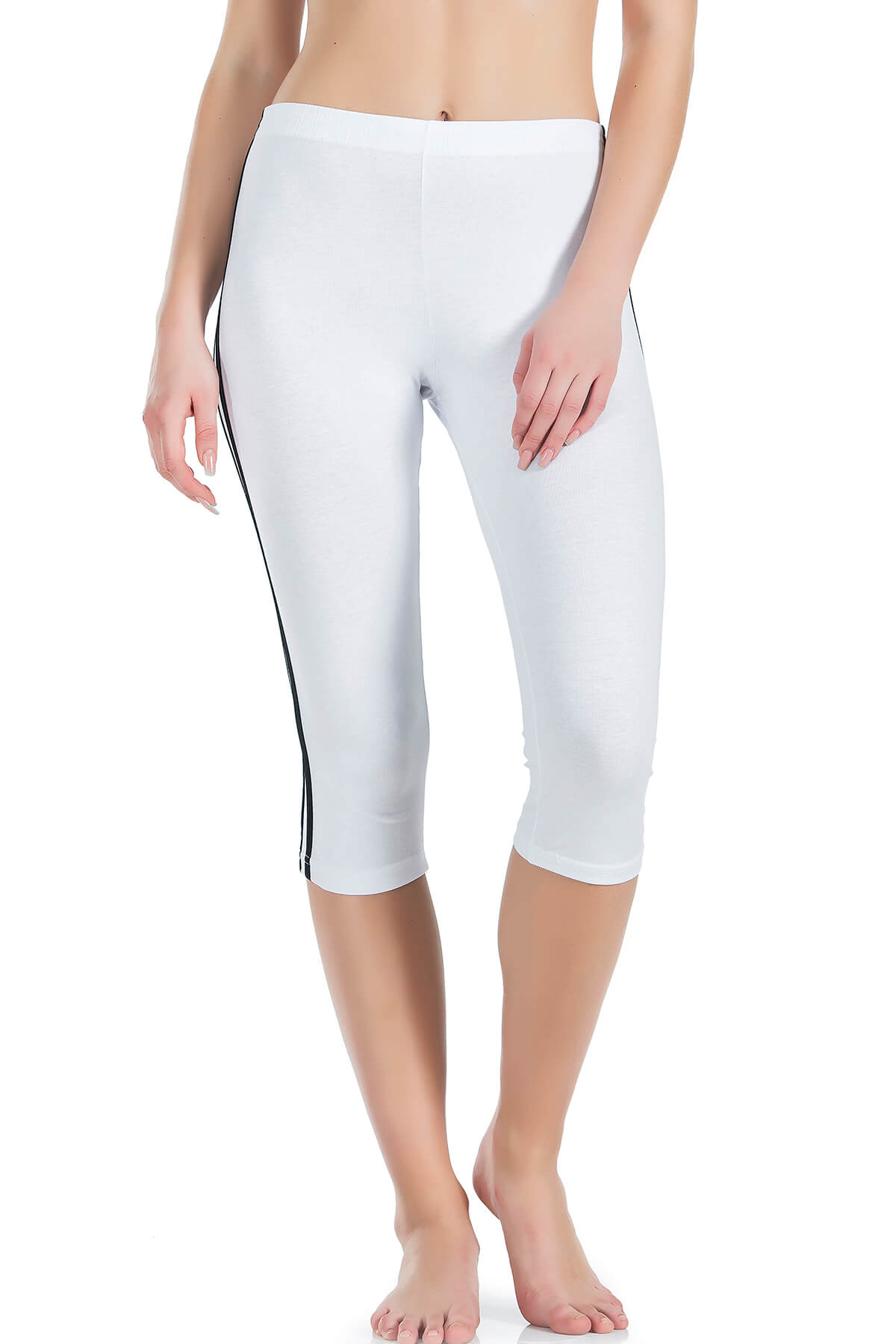 -gestreifte Damen Capri Leggings 0534