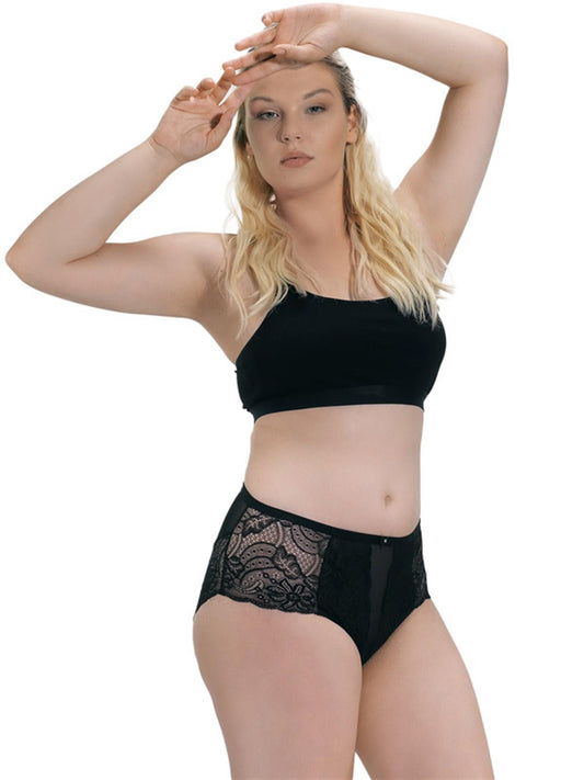 Big Size Transparent Bikini Women Panty with Lace Tulle Detail 4461